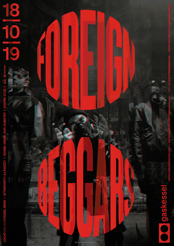 “Foreign Beggars”, 2019, by Kai Damian Matthiesen typo/graphic posters