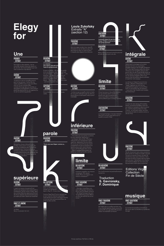 “Elegy for Zukofsky”, 2014, by My Name is Wendy - typo/graphic posters